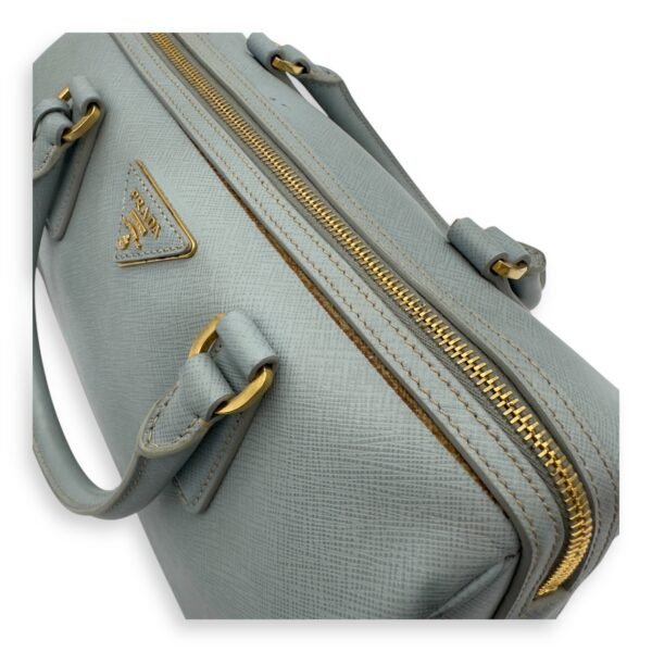 Bowler Blue Top Handle Bag in Saffiano Leather, Gold hardware - Image 16
