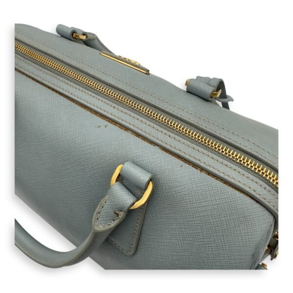 Bowler Blue Top Handle Bag in Saffiano Leather, Gold hardware - Image 17