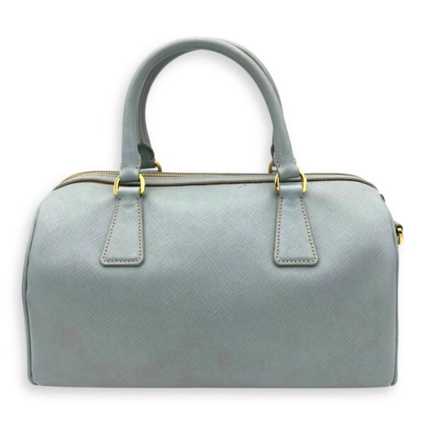 Bowler Blue Top Handle Bag in Saffiano Leather, Gold hardware - Image 2