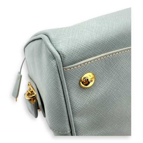 Bowler Blue Top Handle Bag in Saffiano Leather, Gold hardware - Image 20