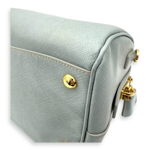 Bowler Blue Top Handle Bag in Saffiano Leather, Gold hardware - Image 21