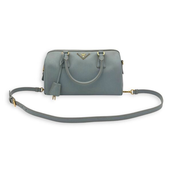Bowler Blue Top Handle Bag in Saffiano Leather, Gold hardware - Image 22