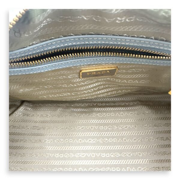 Bowler Blue Top Handle Bag in Saffiano Leather, Gold hardware - Image 7