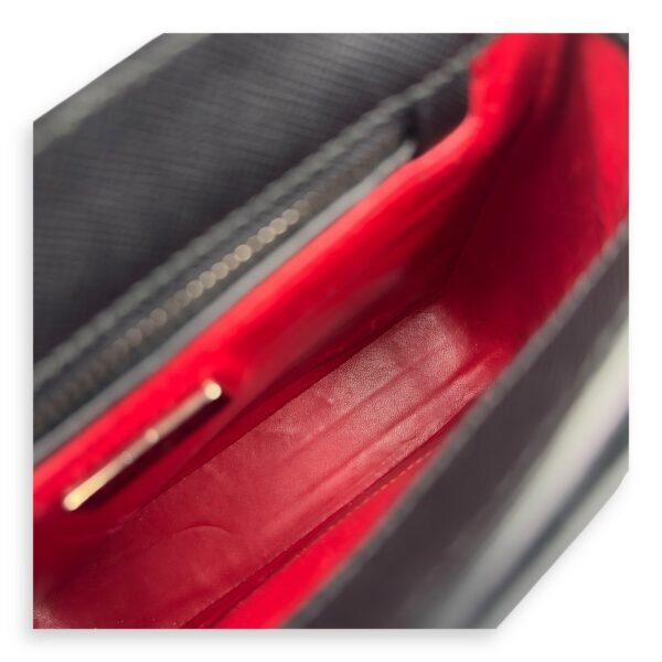 Lock Black Top Handle Bag in Saffiano Leather, Silver hardware - Image 9