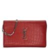 Kate Pink Wallet on Chain in Crocodile Embossed Calfskin, Gold hardware