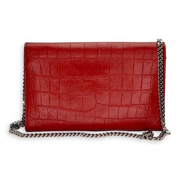 Kate Pink Wallet on Chain in Crocodile Embossed Calfskin, Gold hardware - Image 2
