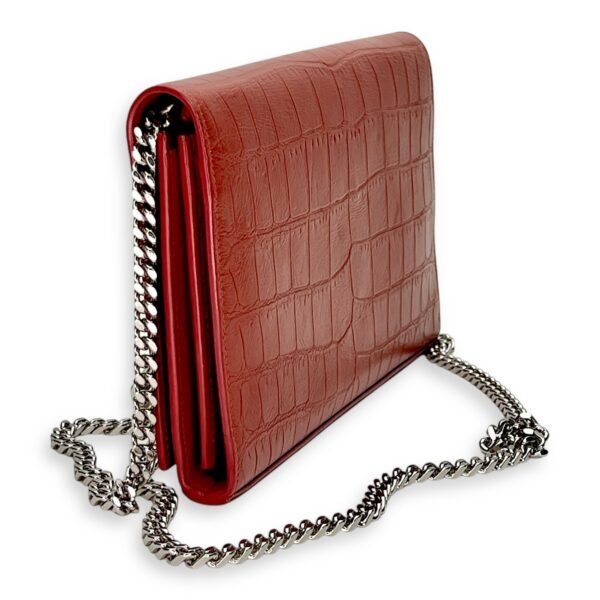 Kate Pink Wallet on Chain in Crocodile Embossed Calfskin, Gold hardware - Image 4