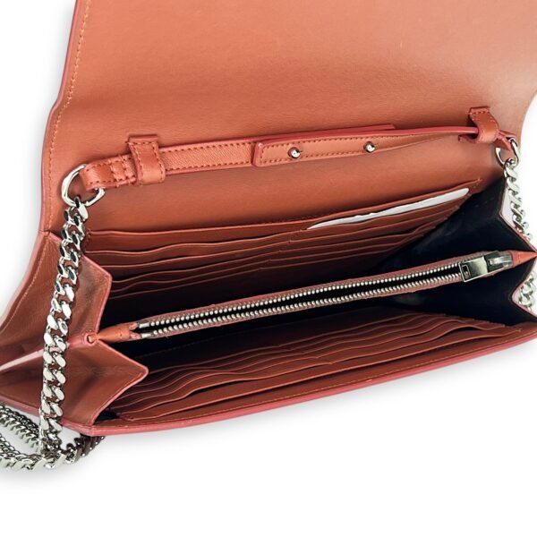 Kate Pink Wallet on Chain in Crocodile Embossed Calfskin, Gold hardware - Image 6
