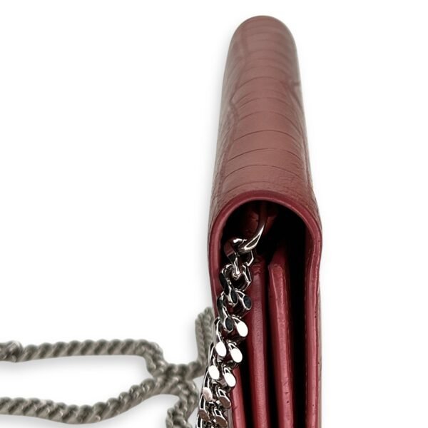 Kate Pink Wallet on Chain in Crocodile Embossed Calfskin, Gold hardware - Image 9