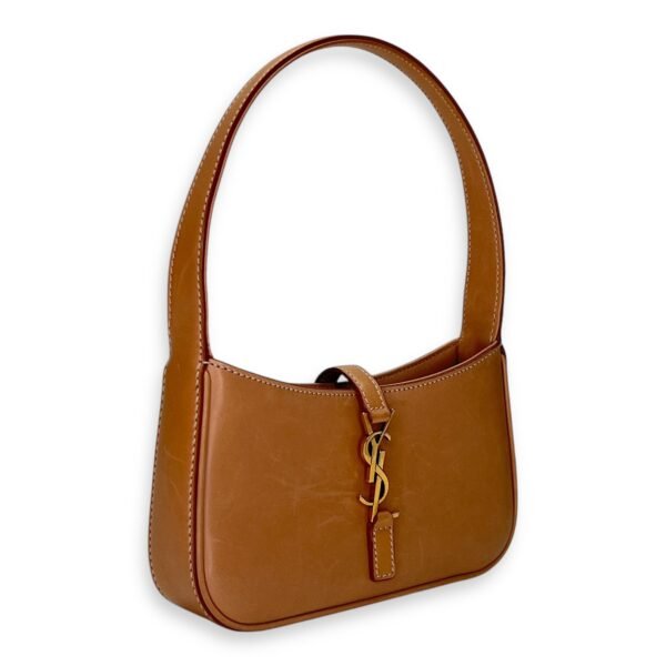 Le 5 A 7 Hobo Mini Brown Shoulder Bag in Calfskin, Gold hardware - Image 3
