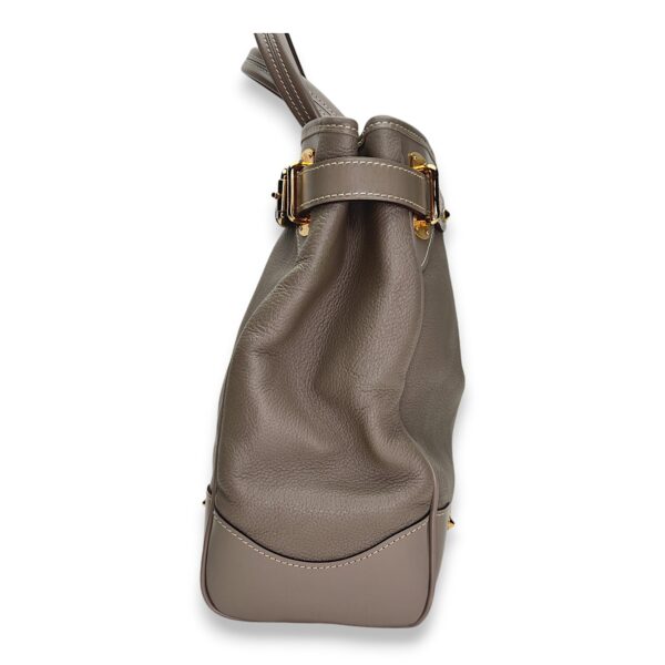 Suhali Le Majestueux Grey Top Handle Bag in Goat Leather, Gold hardware - Image 3