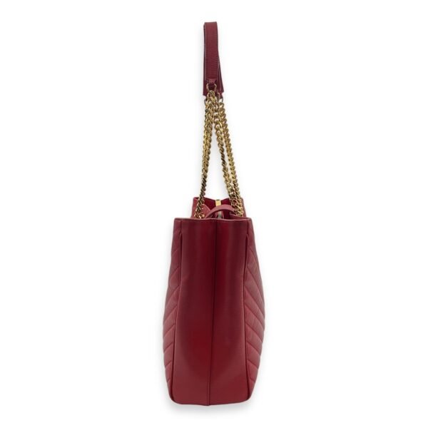 Cassandre Red Tote Bag in Caviar Leather, Gold hardware - Image 2
