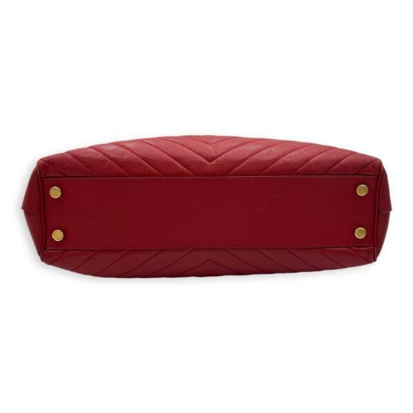 Cassandre Red Tote Bag in Caviar Leather, Gold hardware - Image 5
