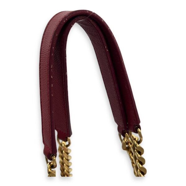 Cassandre Red Tote Bag in Caviar Leather, Gold hardware - Image 7