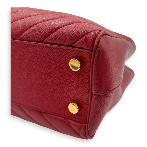 Cassandre Red Tote Bag in Caviar Leather, Gold hardware - Image 8