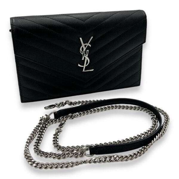 Cassandre Wallet On Chain Black in Calfskin, Silver hardware - Image 7