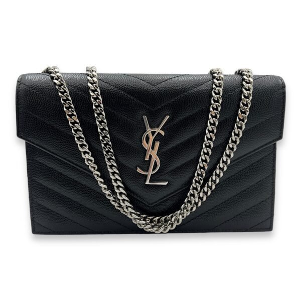 Cassandre Wallet On Chain Black in Calfskin, Silver hardware - Image 8