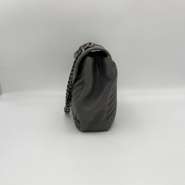 College Large Grey Top Handle Bag in Calfskin, Ruthenium hardware - Image 3