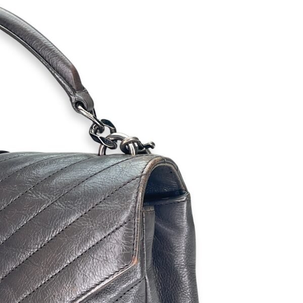 College Medium Grey Shoulder Bag in Calfskin, Silver hardware - Image 10