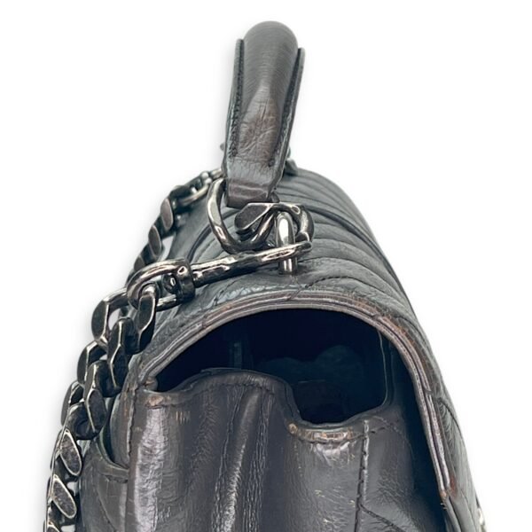 College Medium Grey Shoulder Bag in Calfskin, Silver hardware - Image 11