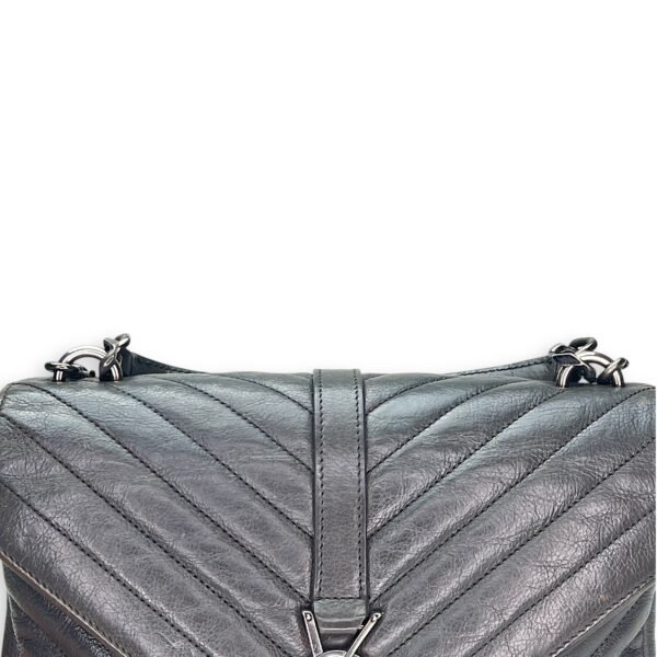 College Medium Grey Shoulder Bag in Calfskin, Silver hardware - Image 8