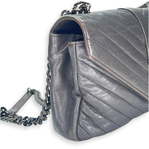 College Medium Grey Shoulder Bag in Calfskin, Silver hardware - Image 9