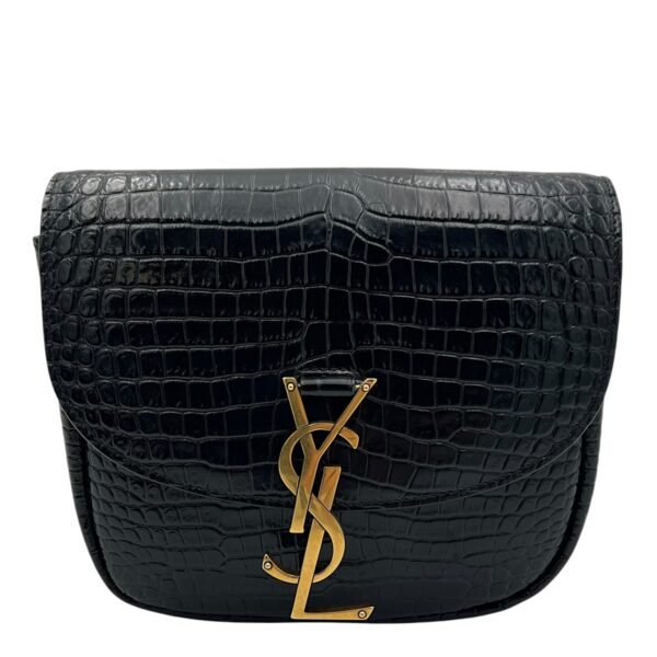 Kaia Crossbody Bag Black in Python Embossed Calfskin, Gold hardware