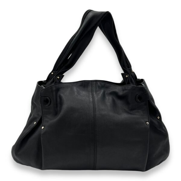 Bow Black Top Handle Bag in Calfskin, Silver hardware - Image 2