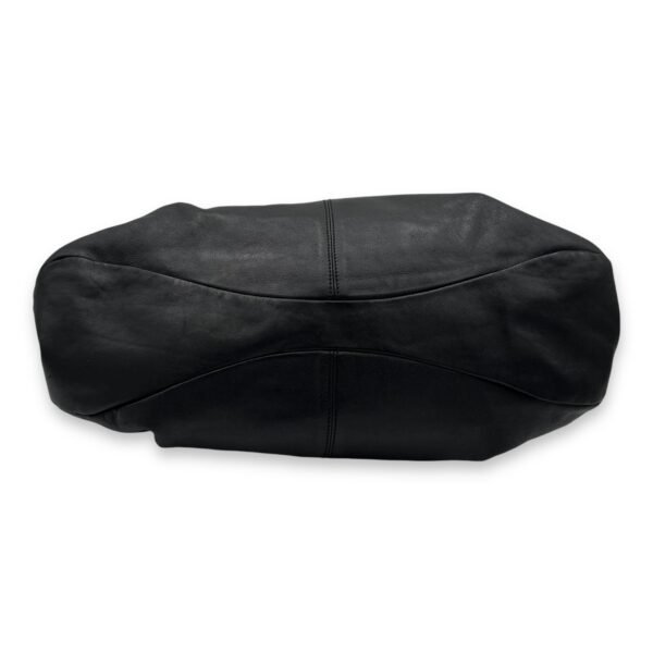 Bow Black Top Handle Bag in Calfskin, Silver hardware - Image 4