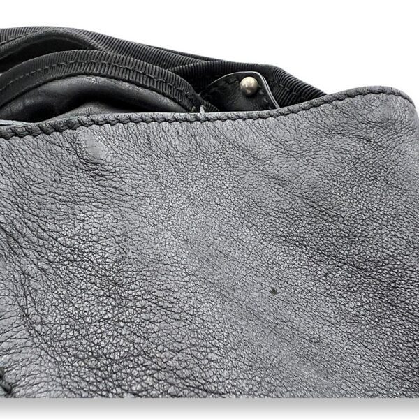 Bow Black Top Handle Bag in Calfskin, Silver hardware - Image 7