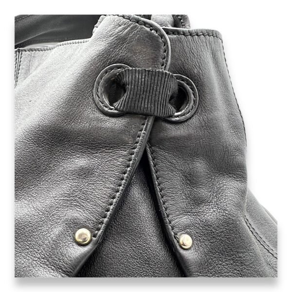 Bow Black Top Handle Bag in Calfskin, Silver hardware - Image 8