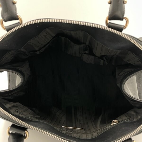 Darina Black Top Handle Bag in Calfskin, Silver hardware - Image 11