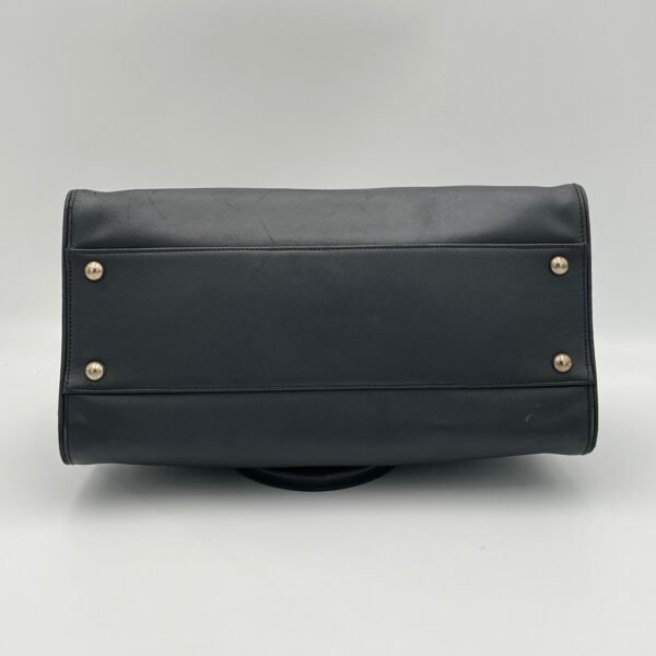 Darina Black Top Handle Bag in Calfskin, Silver hardware - Image 5