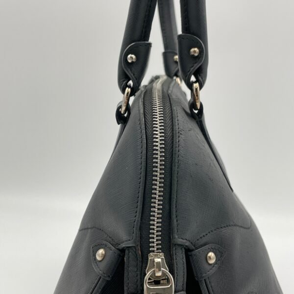 Darina Black Top Handle Bag in Calfskin, Silver hardware - Image 8