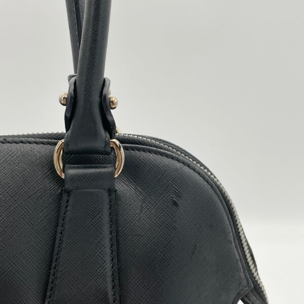 Darina Black Top Handle Bag in Calfskin, Silver hardware - Image 9