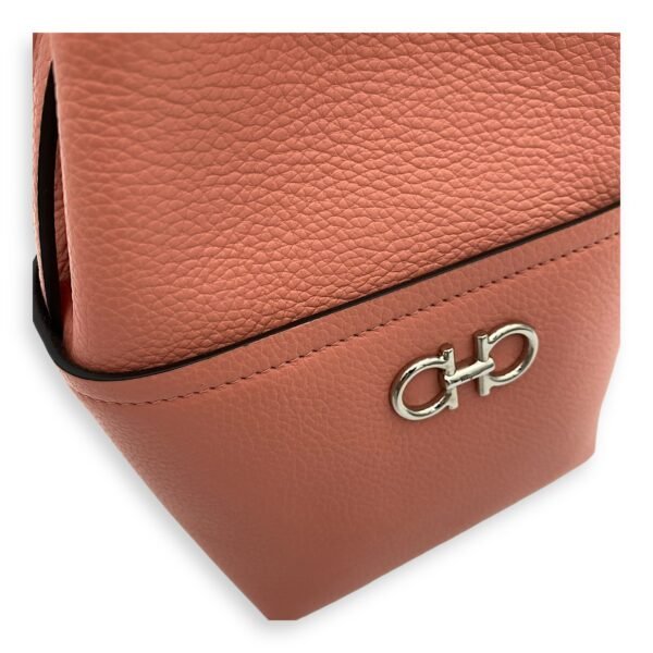 Gancini Bucket Bag Mini Coral in Calfskin, Gold hardware - Image 8