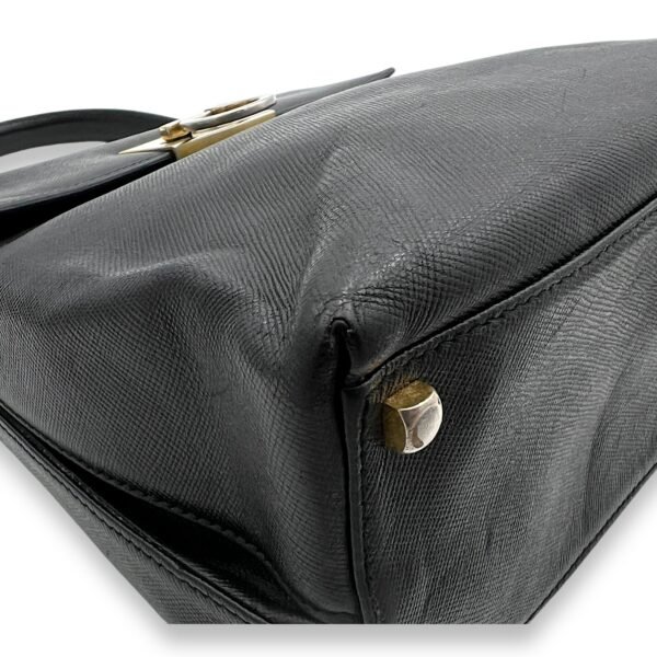 Gancini Top Handle Bag Black in Calfskin, Gold hardware - Image 8
