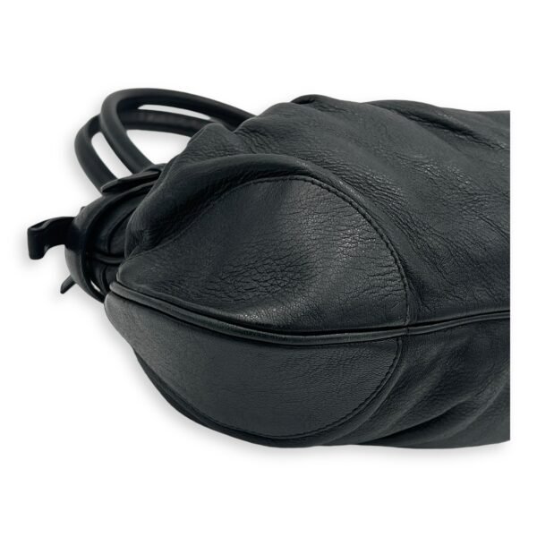 Gancini Top Handle Bag Black in Calfskin, Silver hardware - Image 14
