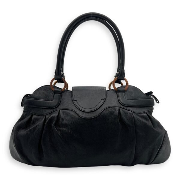 Gancini Top Handle Bag Black in Calfskin, Silver hardware - Image 2