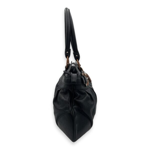 Gancini Top Handle Bag Black in Calfskin, Silver hardware - Image 4