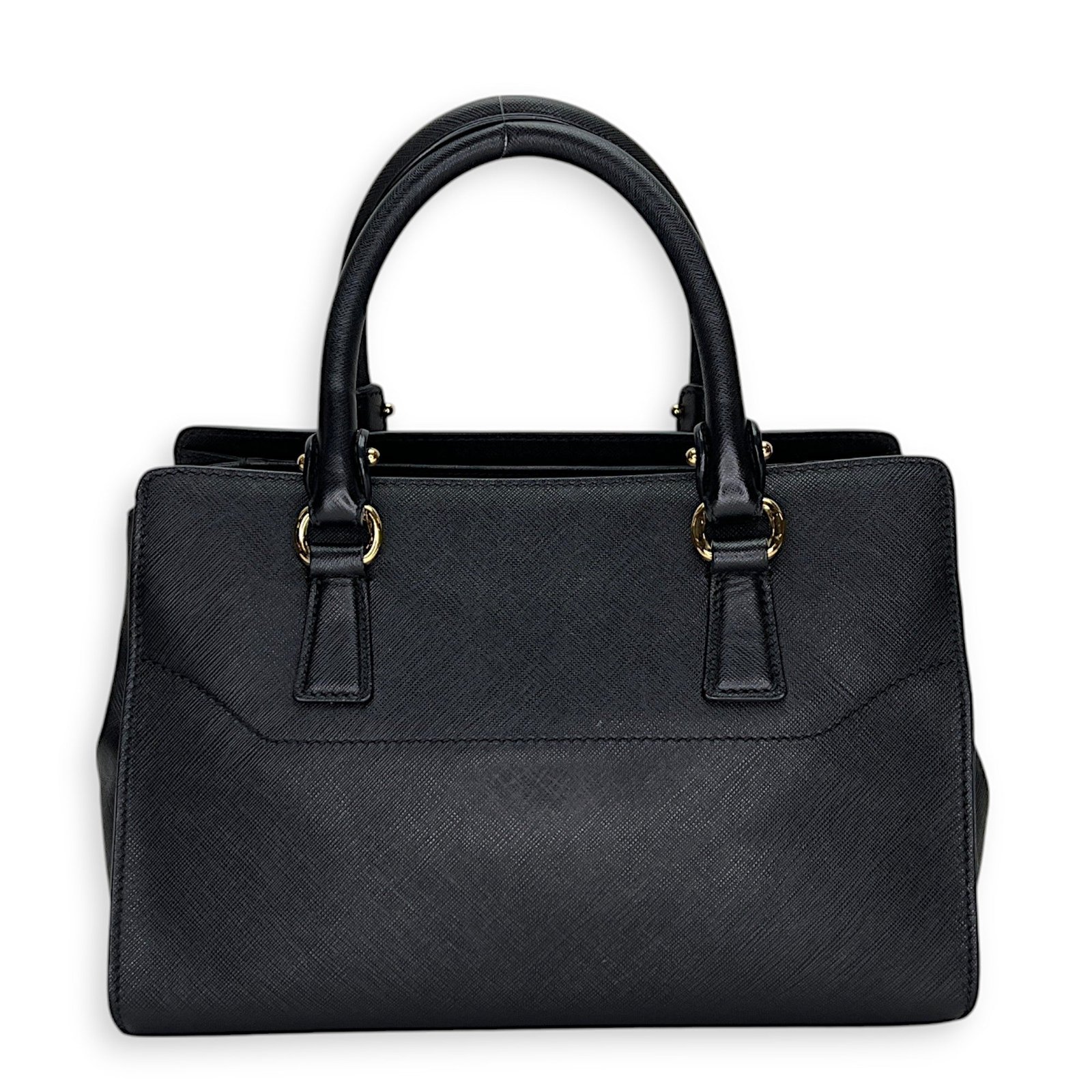 Gancini Top handle bag in Saffiano leather, Gold Hardware - Image 2