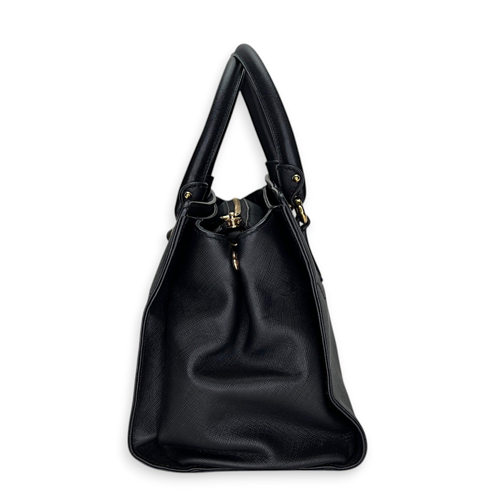 Gancini Top handle bag in Saffiano leather, Gold Hardware - Image 4