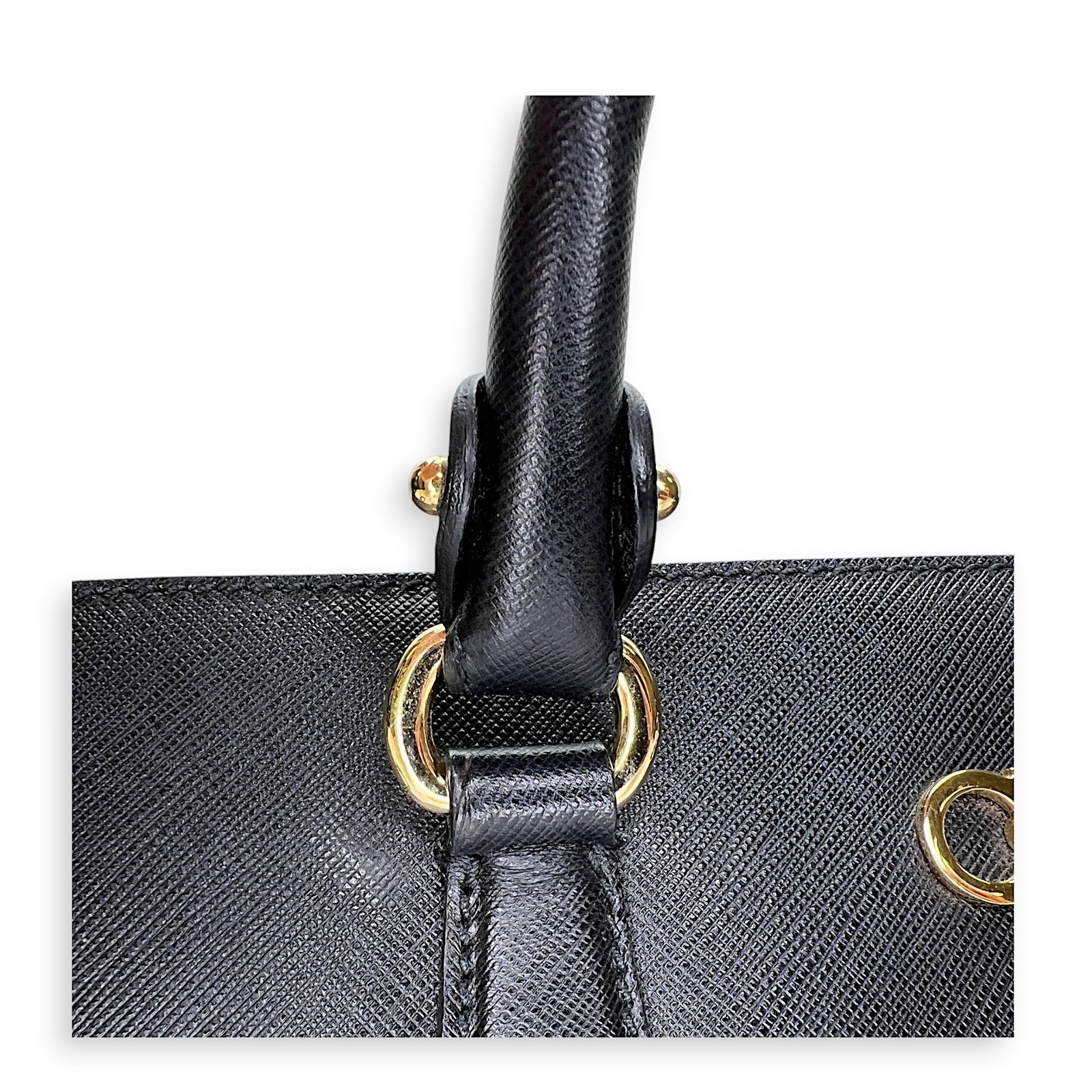 Gancini Top handle bag in Saffiano leather, Gold Hardware - Image 9