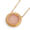 Diamond and Pinic Opal Circle Pendant 46 Diamonds Necklace in Rose Gold - Image 3