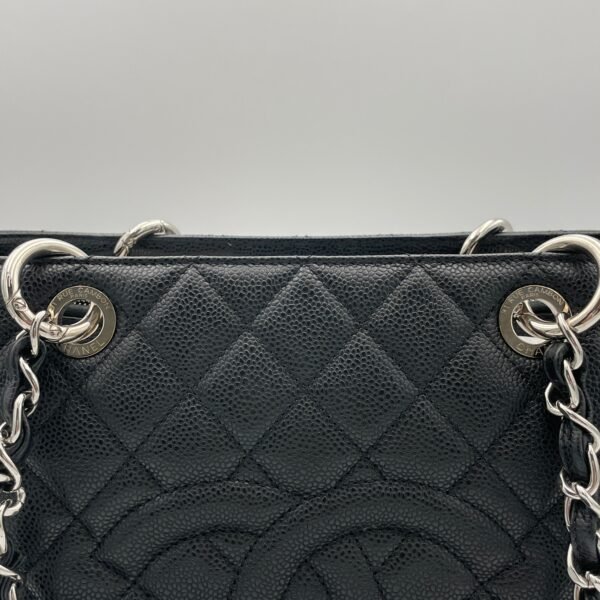 GST Grand Shopping Black Tote Bag in Caviar Leather, Silver hardware - Image 7
