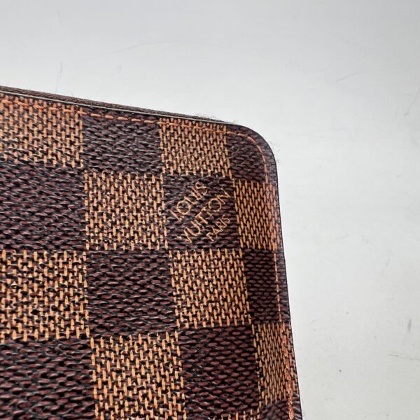 Damier Ebene Zip Brown Wallet in Coated Canvas, Gold hardware - Image 6