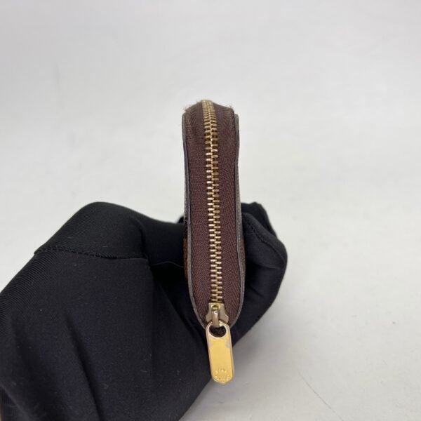 Damier Ebene Zip Brown Wallet in Coated Canvas, Gold hardware - Image 3