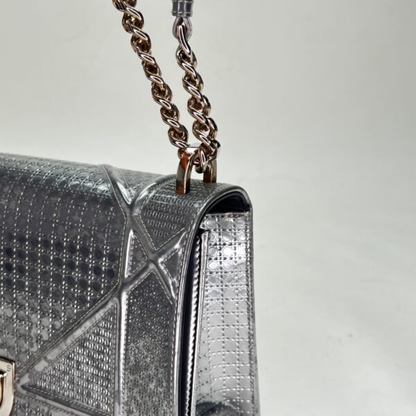 Diorama Medium Silver Shoulder Bag in Calfskin, Silver hardware - Image 9