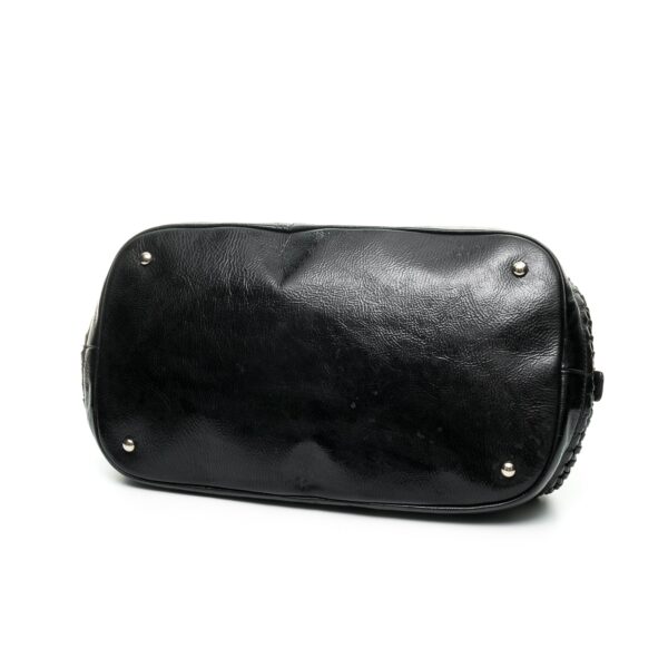 Luxe Ligne Bowler Black Shoulder Bag in Patent Leather, Silver hardware - Image 3