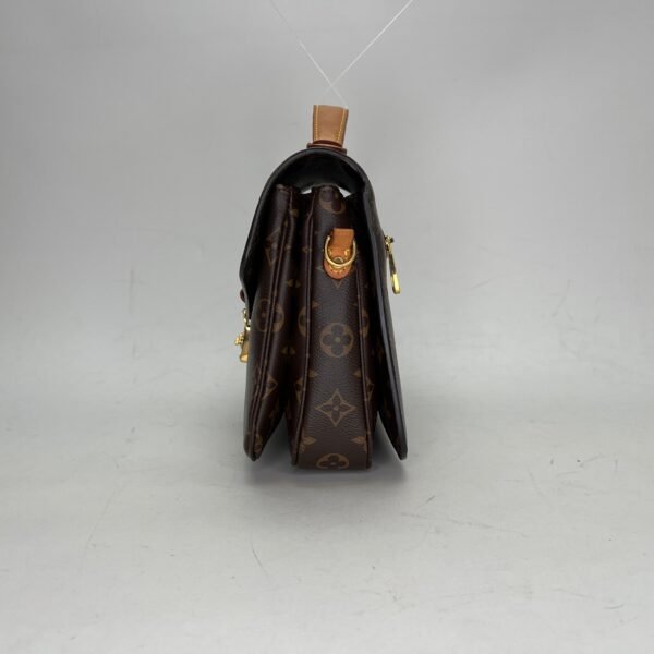 Metis Pochette Brown Crossbody Bag in Monogram Coated Canvas, Gold hardware - Image 3